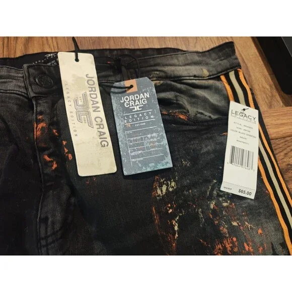 NWT Jordan Craig Black Starfish Denim SEAN 38x32 Paint Splatter Legacy Edition - Picture 2 of 8